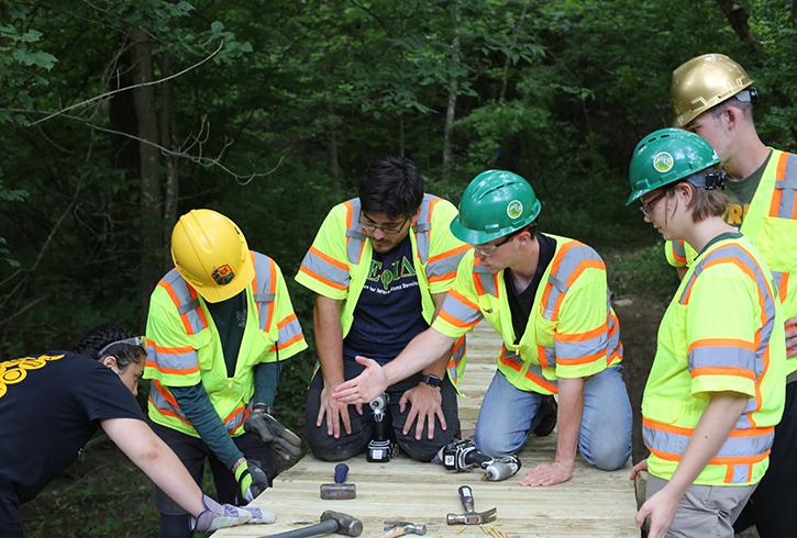 Engineers for International Development designed and built a bridge in Toms Creek, Virginia, this summer. 